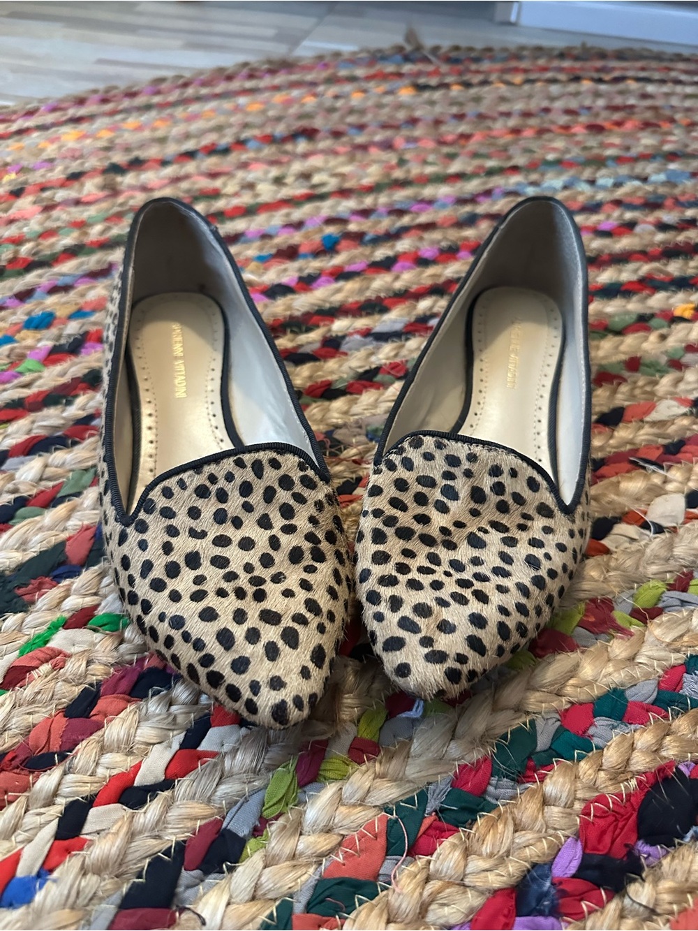 Adrienne Vittadini Leopard-Print Pointed Toe Flats - Beige and Black